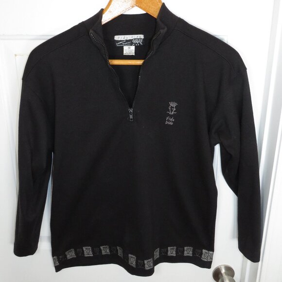 VINTAGE Fido Dido 1/4 Zip Pullover Size Medium AOP Logo Trim - Picture 1 of 8